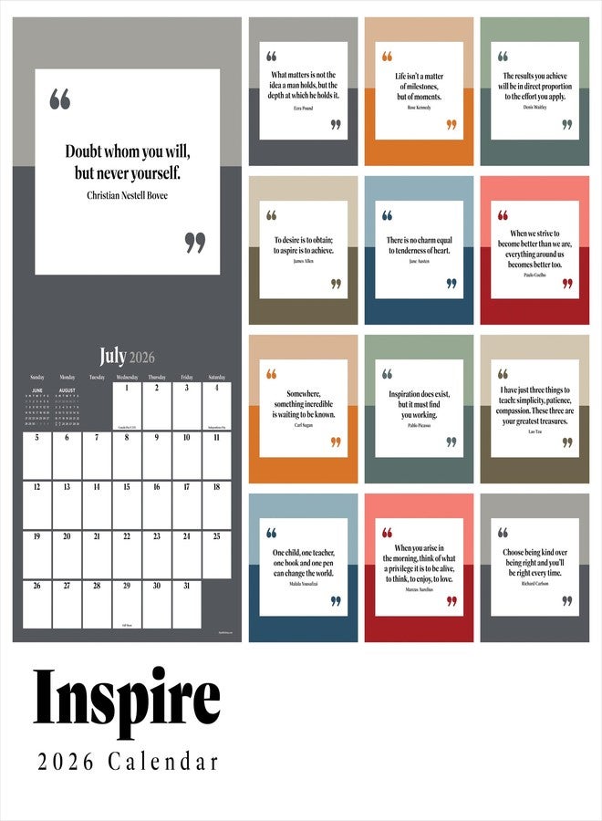 TF Publishing 2026 Inspire Wall Calendar - Large Grids for Appointments and Scheduling - Vertical Monthly Wall Calendar 2026 with Premium Matte Paper for Home and Office Organization - 12in x 12in - Image 3