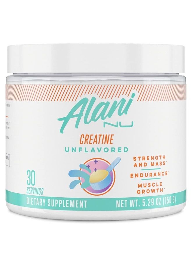 Alani Nu Creatine Monohydrate Powder 150 Grams (5.29 oz), Unflavored | Pure | Micronized Creatine Powder | No Sugar, No Gluten, No Artificial Colors or Flavors | 30 Servings  - Image 1