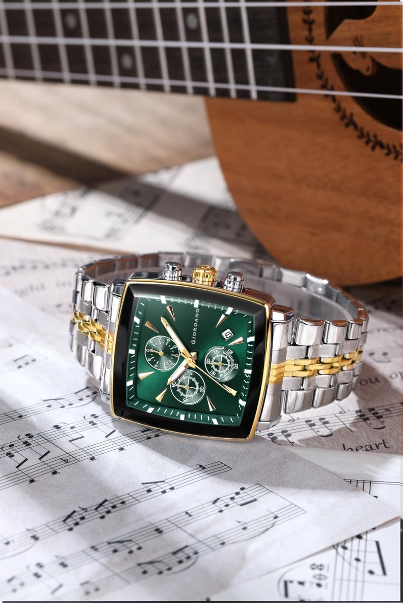 Giordano Multi Function Watch for Men with Square Dial, Stainless Steel Strap and Date Display - Image 3