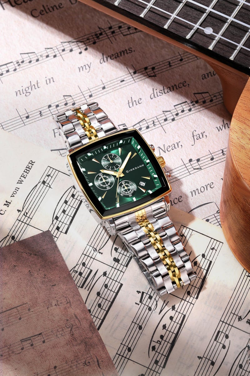 Giordano Multi Function Watch for Men with Square Dial, Stainless Steel Strap and Date Display - Image 4