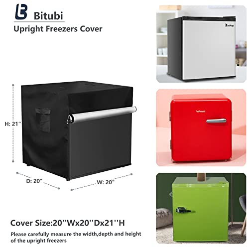Bitubi Upright Freezers Cover,Outdoor Refrigerator Cover,– Waterproof, Dustproof, Sun-Proof, 20" W x 20" D x 21" H. Suitable for most 1.1 Cubic Compact Mini Freezer on market (Black) - Image 2