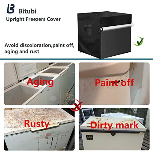 Bitubi Upright Freezers Cover,Outdoor Refrigerator Cover,– Waterproof, Dustproof, Sun-Proof, 20" W x 20" D x 21" H. Suitable for most 1.1 Cubic Compact Mini Freezer on market (Black) - Image 5