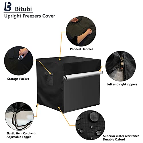 Bitubi Upright Freezers Cover,Outdoor Refrigerator Cover,– Waterproof, Dustproof, Sun-Proof, 20" W x 20" D x 21" H. Suitable for most 1.1 Cubic Compact Mini Freezer on market (Black) - Image 3