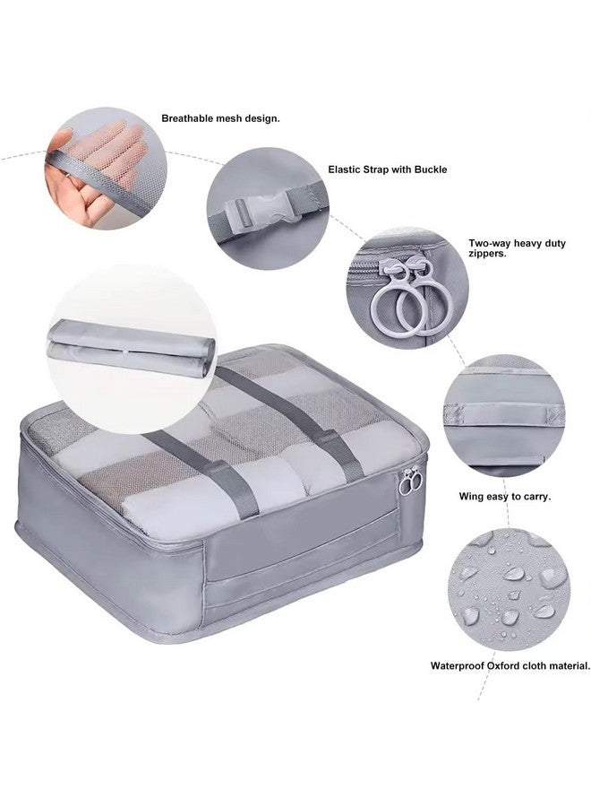 Sprqcart Polyester 7 Set Travel Organizer Bag 3 Packing Cubes + 3 Pouches + 1 Toiletry Organizer Bag (Grey, 27.99 Cm, 11 Cm) - Image 2