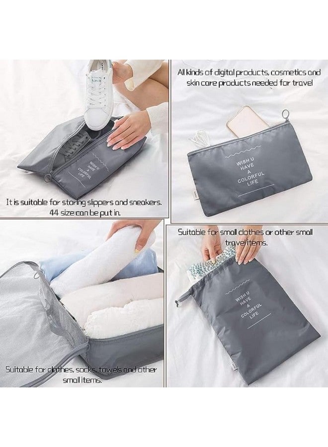 Sprqcart Polyester 7 Set Travel Organizer Bag 3 Packing Cubes + 3 Pouches + 1 Toiletry Organizer Bag (Grey, 27.99 Cm, 11 Cm) - Image 3