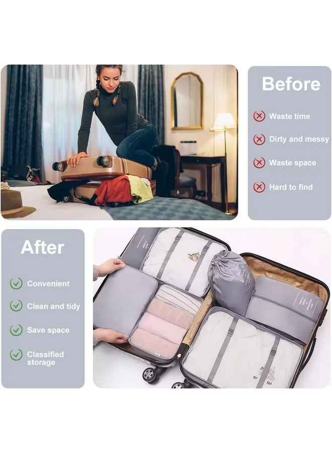 Sprqcart Polyester 7 Set Travel Organizer Bag 3 Packing Cubes + 3 Pouches + 1 Toiletry Organizer Bag (Grey, 27.99 Cm, 11 Cm) - Image 4