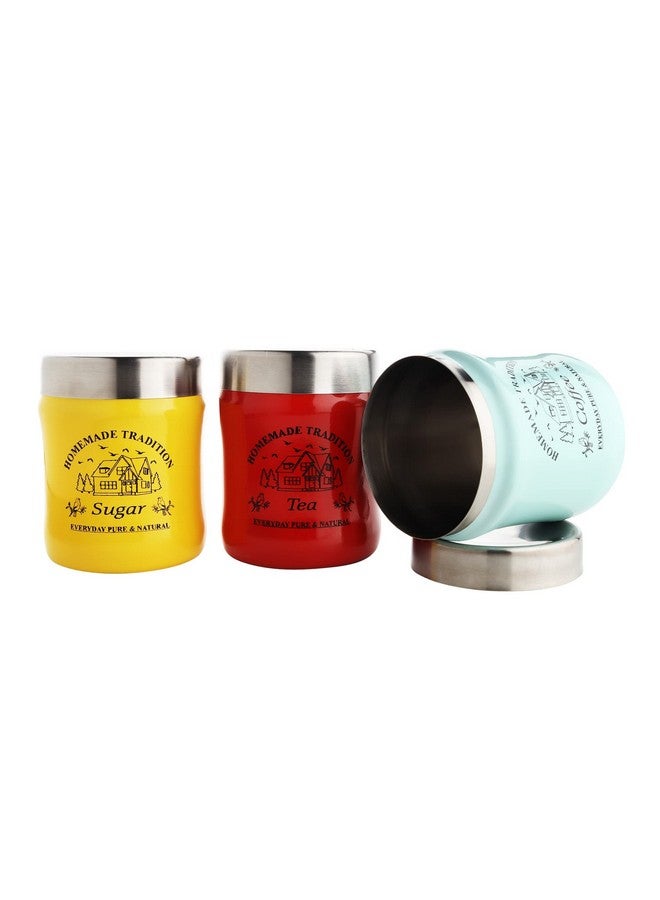 LAVI Stainless Steel Tea Coffee Sugar Canister - Set of 3 | Damroo Shape - 750 Ml Each | Multipurpose Jar & Canisters For Kitchen Accessories - Image 4