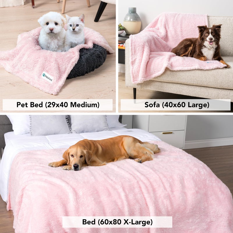 PetAmi Dog Blanket for Small Dogs Pink, Fluffy Soft Puppy Blanket, Sherpa Fleece Cat Blanket for Kitten Doggie, Calming Pet Blanket Throw for Couch Sofa Bed Washable, Small 24x32 - Image 5