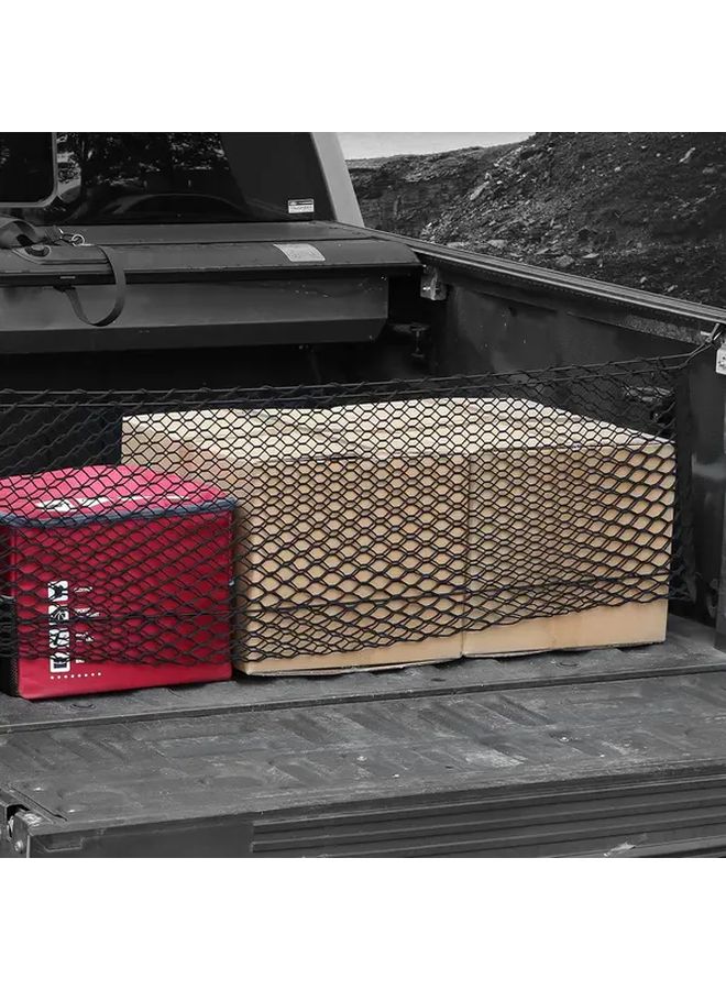 Black Elastic Cargo Net with Hooks for Truck Bed Storage Organizer - Image 4