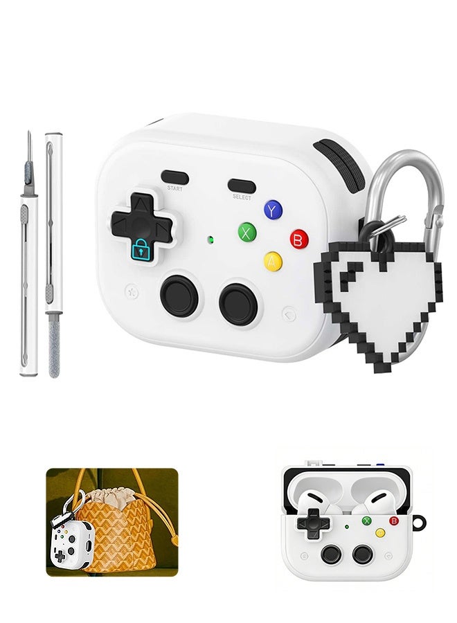 إم إكس إن جراب لسماعات AirPods Pro 3 مع سلسلة مفاتيح وحبل ومنظف - تصميم ثلاثي الأبعاد على شكل وحدة تحكم ألعاب، غطاء واقٍ مقاوم للصدمات لسماعات Apple AirPods Pro 3، جراب سيليكون للرجال والأولاد - Image 1