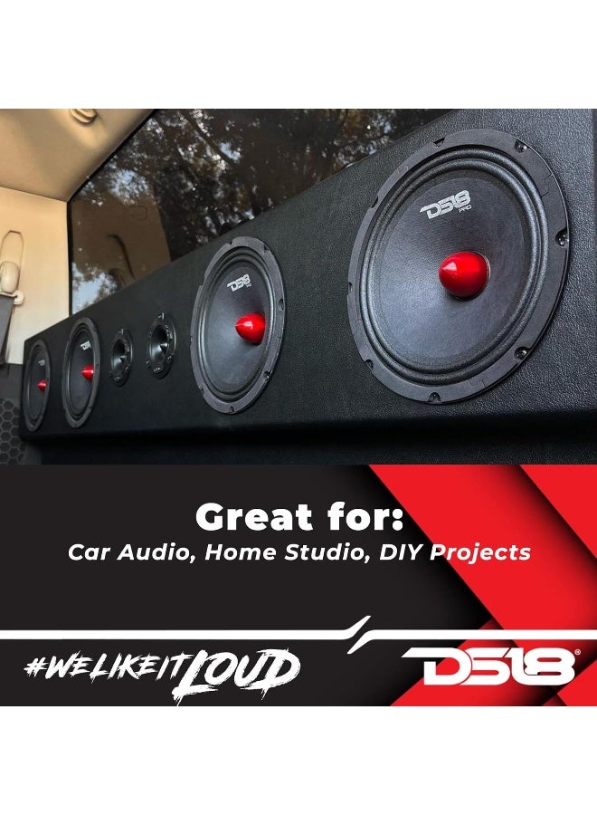 DS18 DS18 PRO-GM8.4B Loudspeaker - 8", Midrange, Red Aluminum Bullet, 580W Max, 4 Ohms, 1.5" Kapton VC Premium Quality Audio Door Speakers for Car or Truck Stereo Sound System - Image 4