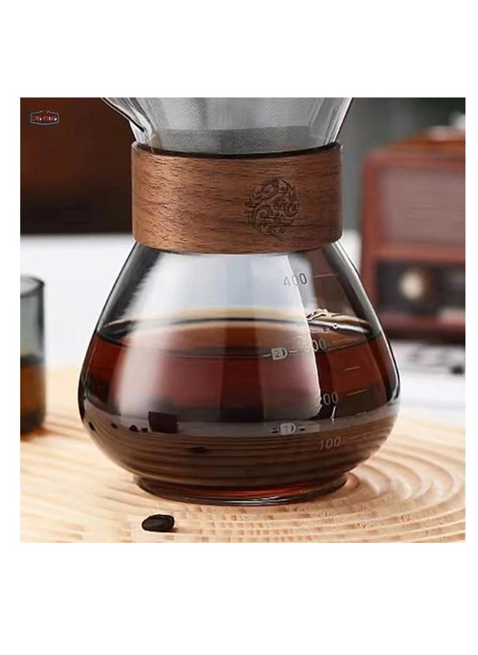 Generic Liying 400ML Manual Pour Over Coffee Maker, Glass Pot with Stainless Steel Filter for cafe, resturant, Home and Kitchen  - Image 3