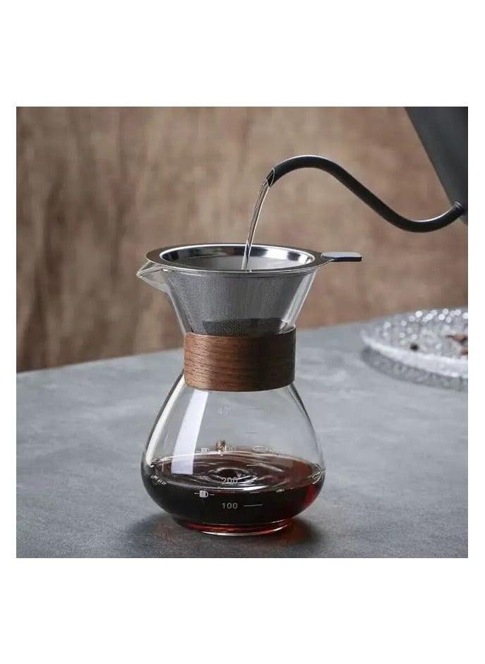 Generic Liying 400ML Manual Pour Over Coffee Maker, Glass Pot with Stainless Steel Filter for cafe, resturant, Home and Kitchen  - Image 4