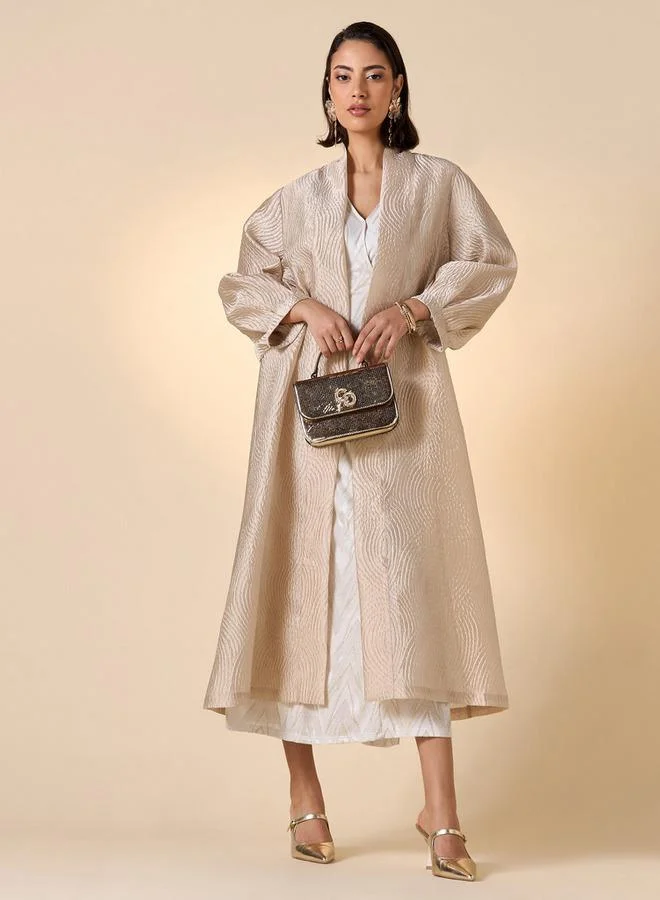 Iconic Iconic Textured Kimono Shrug with Long Sleeves