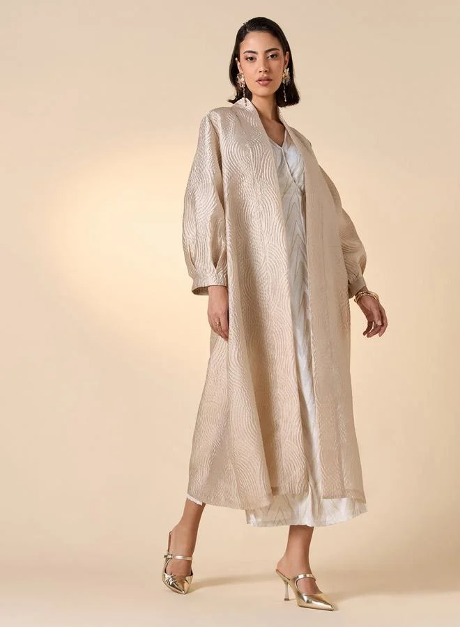 Iconic Iconic Textured Kimono Shrug with Long Sleeves