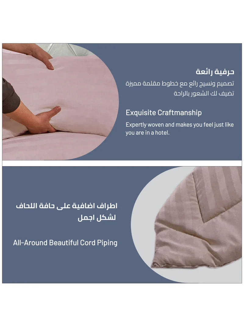 Donetella Comforter Set 4-Pcs Single Size Bed Fits(120 x 200 Cm)Damask Striped All Season Brushed Microfiber Single Bed Set With Down Alternative Filling,lavender