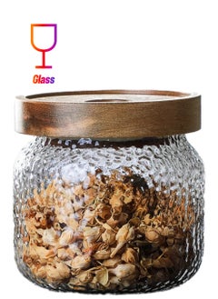 Excefore Glass Storage Jar, Glass Jar with Bamboo Lid 300ML(10 OZ), Kitchen Containers Decorative Jar Airtight Glass Jars, Anti-Slip Food Storage Container, for Tea Coffee Bean Sugar Candy Cookie Spice  - Image 1