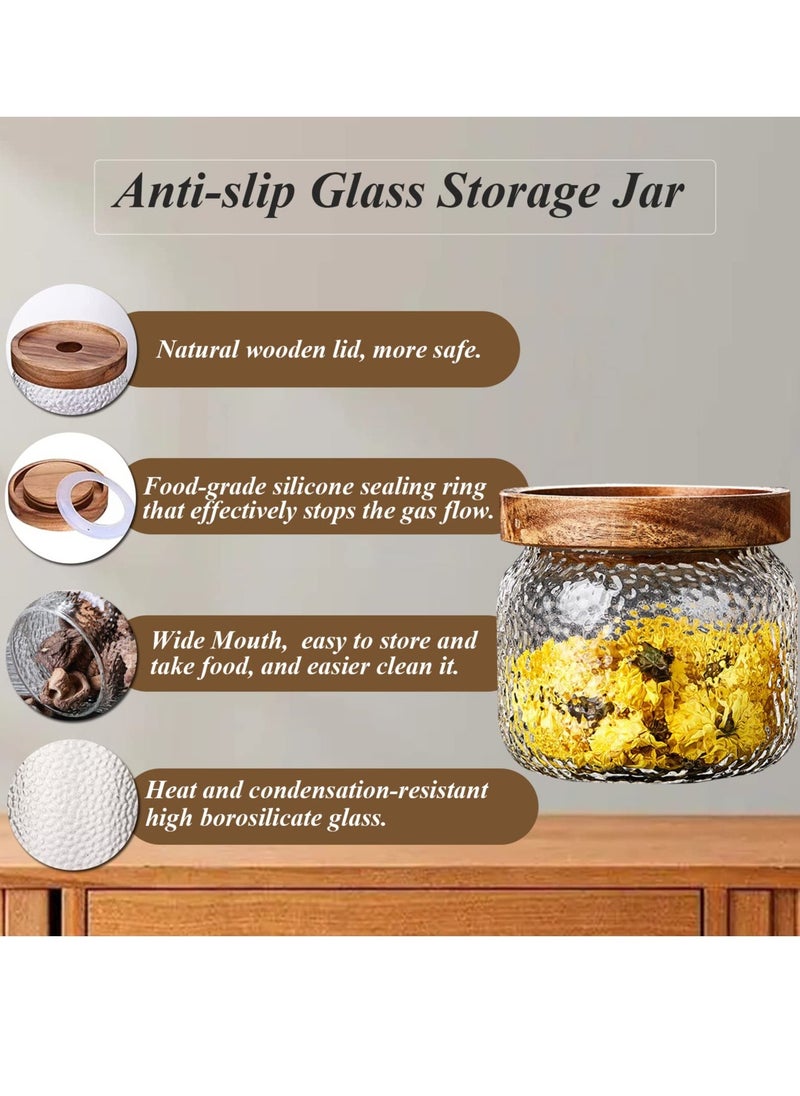 Excefore Glass Storage Jar, Glass Jar with Bamboo Lid 300ML(10 OZ), Kitchen Containers Decorative Jar Airtight Glass Jars, Anti-Slip Food Storage Container, for Tea Coffee Bean Sugar Candy Cookie Spice  - Image 3