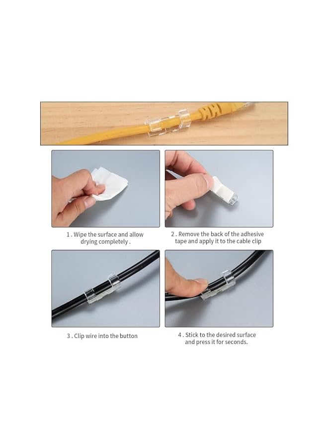 Green Tiger Adhesive Cable Clips Clear,Upgraded Wire Holders for Wall,Strong Cord Organizer Under Desk, Car, PC,Indoor and Outdoor for Light,150PCS,Suitable for Outer Diameter 6-9mm Wire,Transparent - Image 3