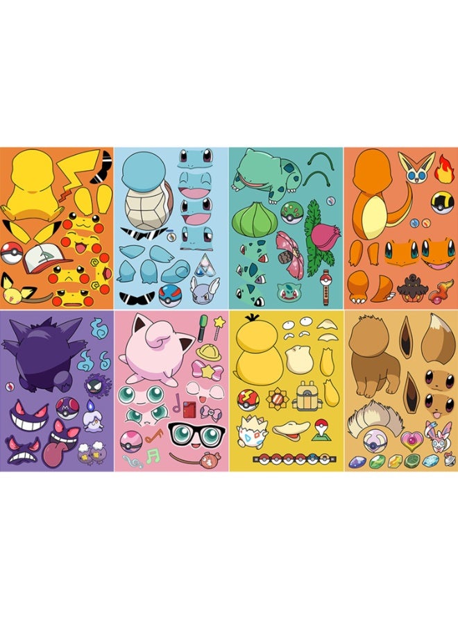 8 Sheets Cartoon Animation DIY Puzzle Stickers - Image 1