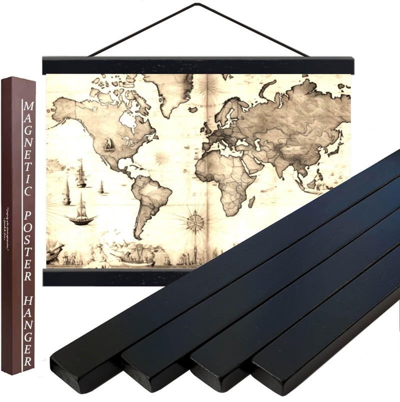 DACRI HOME Dacri Home 40 Wide Magnetic Poster Hanger FrameWooden Poster Hanger 40x27 40x30 40x60 Strong Magnets for Easy Hanging Posters Pictures Maps Canvas Prints Scroll Wall Art 40 Inch Black