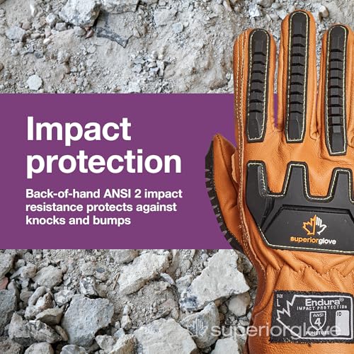 Superior Glove Endura Impact and Water Resistant Leather Work Gloves for Hand Safety Protection - 378GKVSB Large (Pack of 1 Pair) - Image 2