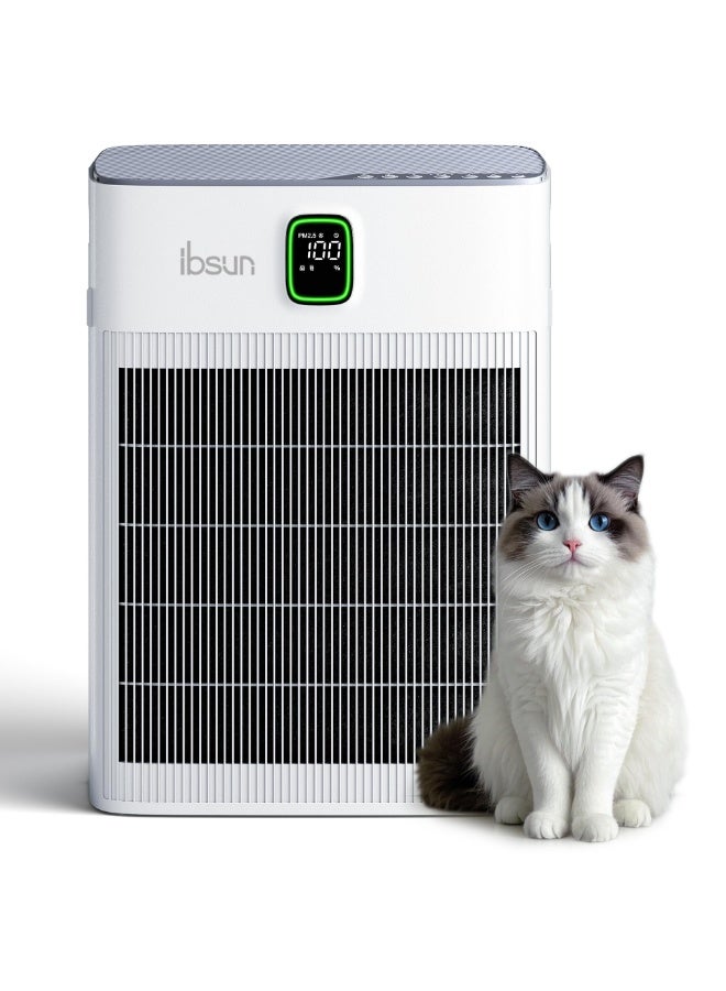 ibsun Air Purifier for Home Up to 80 m² with Washable Pre-Filter, Air Purifier for Home Pets with PM 2.5 Air Quality Display, Sleep Mode for Allergies, Dust, P290 - Image 1