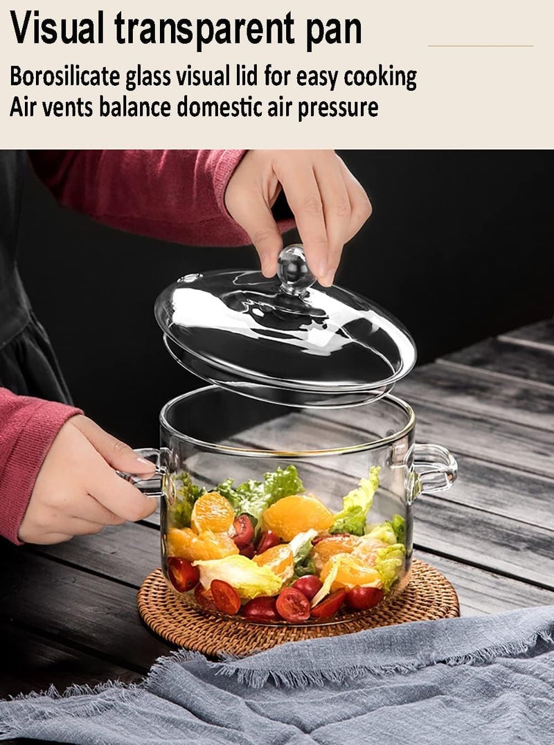 Miecux Glass Saucepan with Cover,2.3L/77OZ Heat-resistant Glass Stovetop Pot and Pan with Lid, The Best Handmade Glass Cookware Set Cooktop Safe for Pasta Noodle, Soup, Milk, Baby Food (2.3L/77OZ) - Image 2