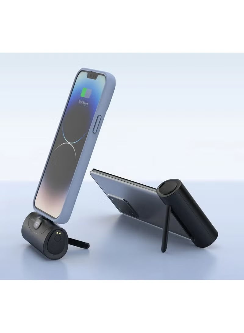 porodo Blue porodo 4-in-1 Station 5000mAh PD20W Power Bank | Built-in 2 Type-C & 2 Lightning Connectors | Fast Charging | Multi-Device Portable Charger – Black - Image 5