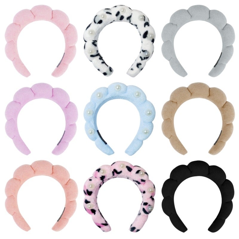 High Skull Top Hair Accessories Female Face Wash Bath Cloud Sponge Headband Makeup Remover Hair Band - Image 2