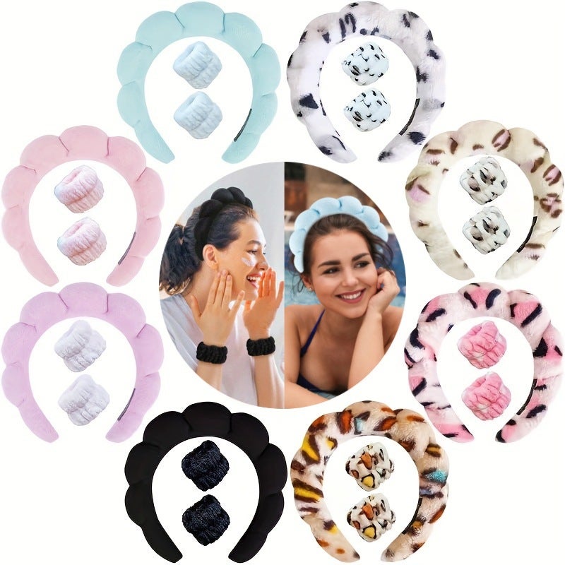 High Skull Top Hair Accessories Female Face Wash Bath Cloud Sponge Headband Makeup Remover Hair Band - Image 5
