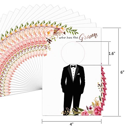 MORDUN Floral Bridal Shower Games - Who Has The Groom Scratch Off Celebrity Cards Tickets for 48 Guests - Funny Bachelorette Party Games Ideas - Rose Gold White - Image 3