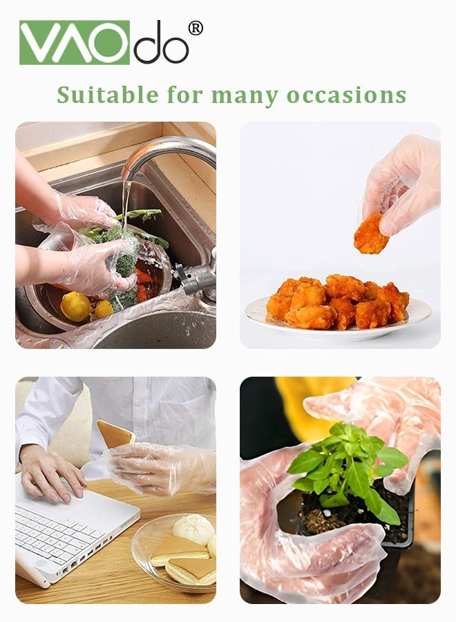 VAOdo 100PCS Disposable Vinyl Gloves, Food Safe, Thickened Elastic Transparent, Latex-Free Powder-Free Clear Plastic Gloves for Cooking, House Clean, Food Prep  - Image 4
