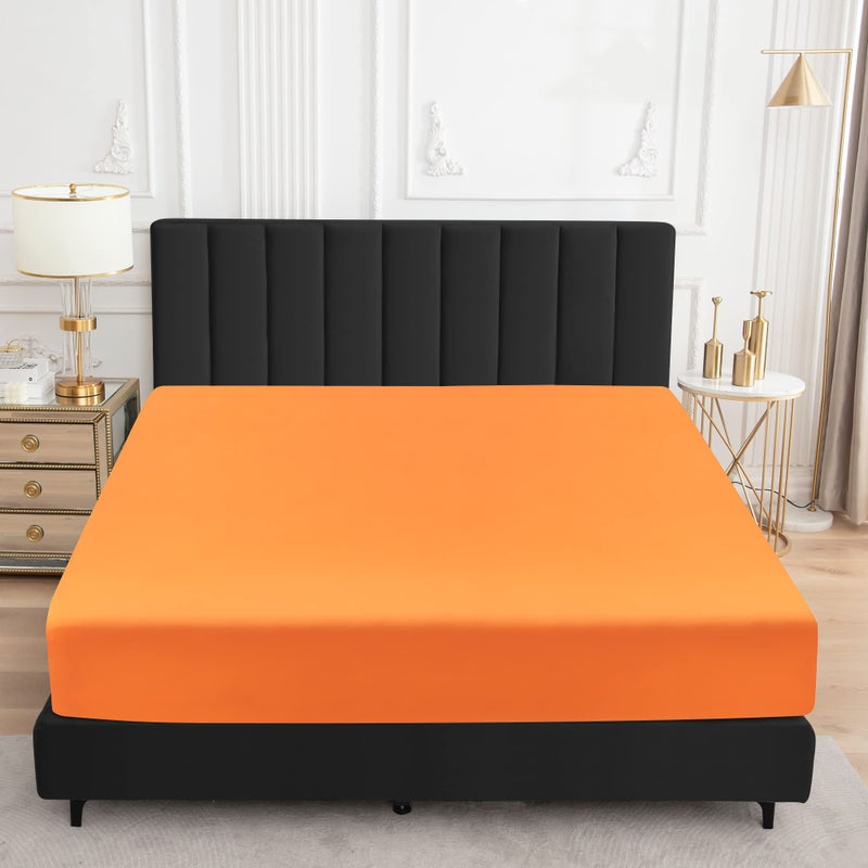 Sufdari Twin Mattress Protector Waterproof Mattress Cover Twin Size for Bed 18"" Deep Pocket Fitted Sheet Style Mattress Protector with Elastic Rubber Band-Orange Twin - Image 3