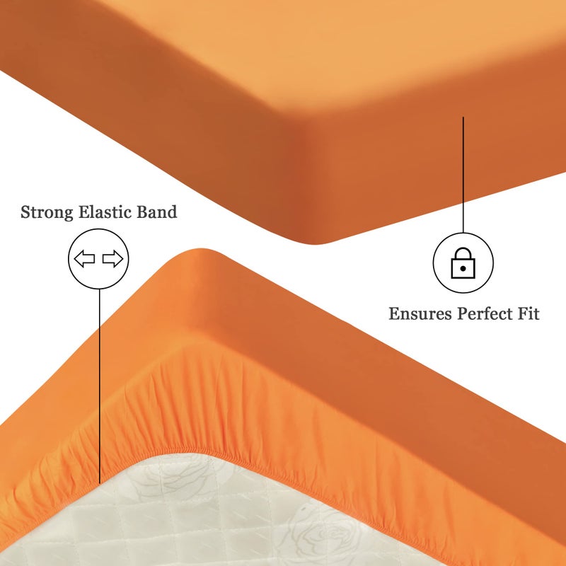 Sufdari Twin Mattress Protector Waterproof Mattress Cover Twin Size for Bed 18"" Deep Pocket Fitted Sheet Style Mattress Protector with Elastic Rubber Band-Orange Twin - Image 4