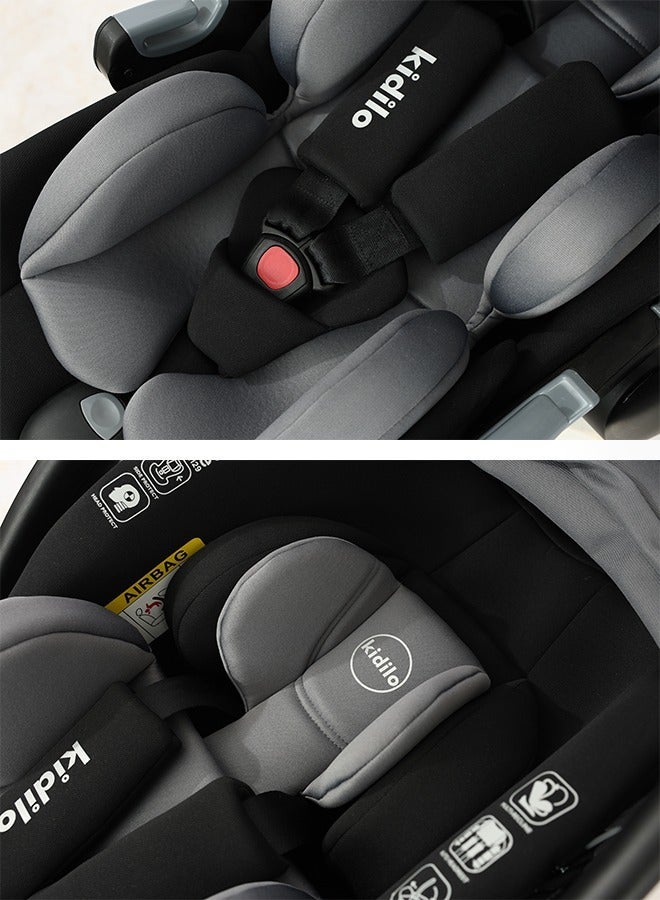 كيديليو مقعد سيارة محمول للأطفال مصنوع من مادة ناعمة مبطنة وحزام ثلاثي النقاط بتصميم مريح مع حامل قابل للغسل من الولادة إلى 15 شهرًا - Image 3