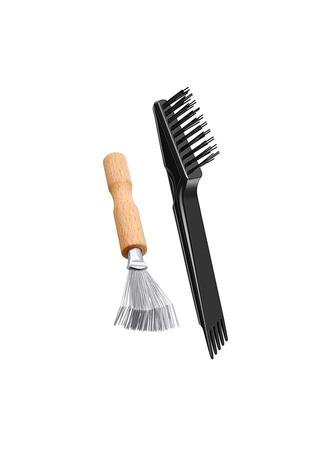 2 Pieces Hair Brush Cleaning Tools,Mini Comb Cleaner Rake with Wooden Handle for Removing Hair Dust at Home and Salon  - Image 1