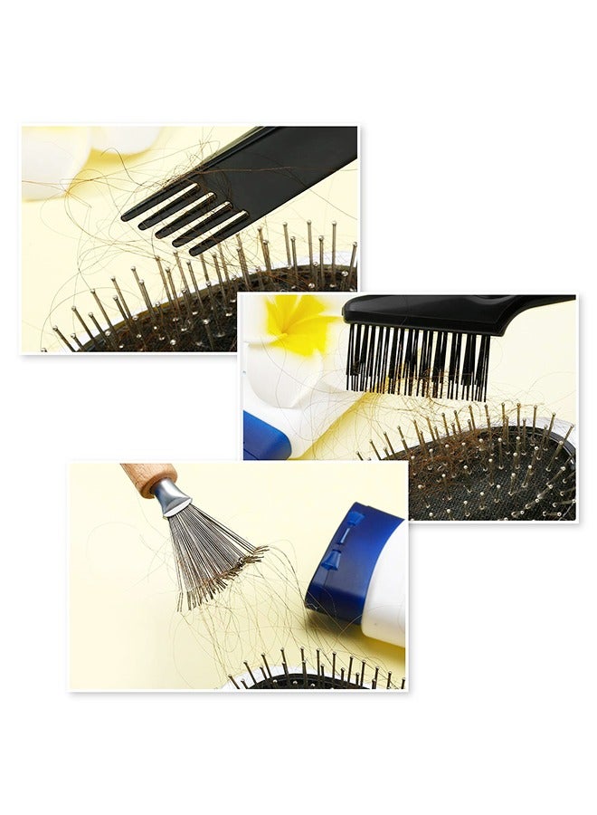 2 Pieces Hair Brush Cleaning Tools,Mini Comb Cleaner Rake with Wooden Handle for Removing Hair Dust at Home and Salon  - Image 4