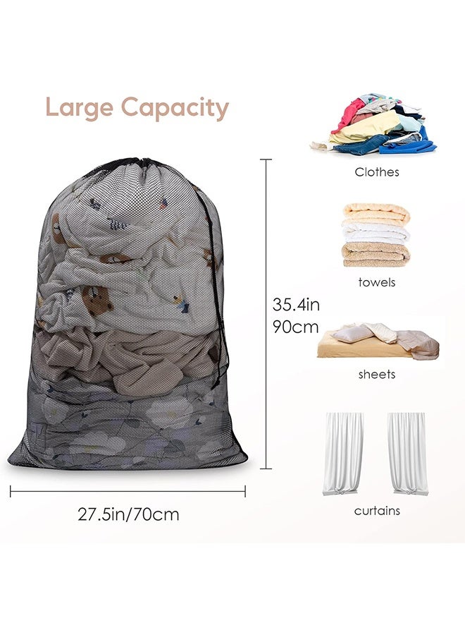 Large Mesh Laundry Bag, 2 Pack 27.5×35.4inch Heavy Duty Mesh Laundry Bags Laundry Drawstring Bag, Laundry Hamper Liner, Machine Washable for Travel,Storage, Sports Factories, Dorms - Image 2