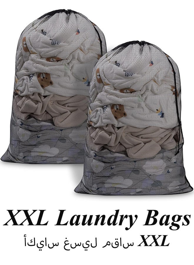 Large Mesh Laundry Bag, 2 Pack 27.5×35.4inch Heavy Duty Mesh Laundry Bags Laundry Drawstring Bag, Laundry Hamper Liner, Machine Washable for Travel,Storage, Sports Factories, Dorms - Image 1