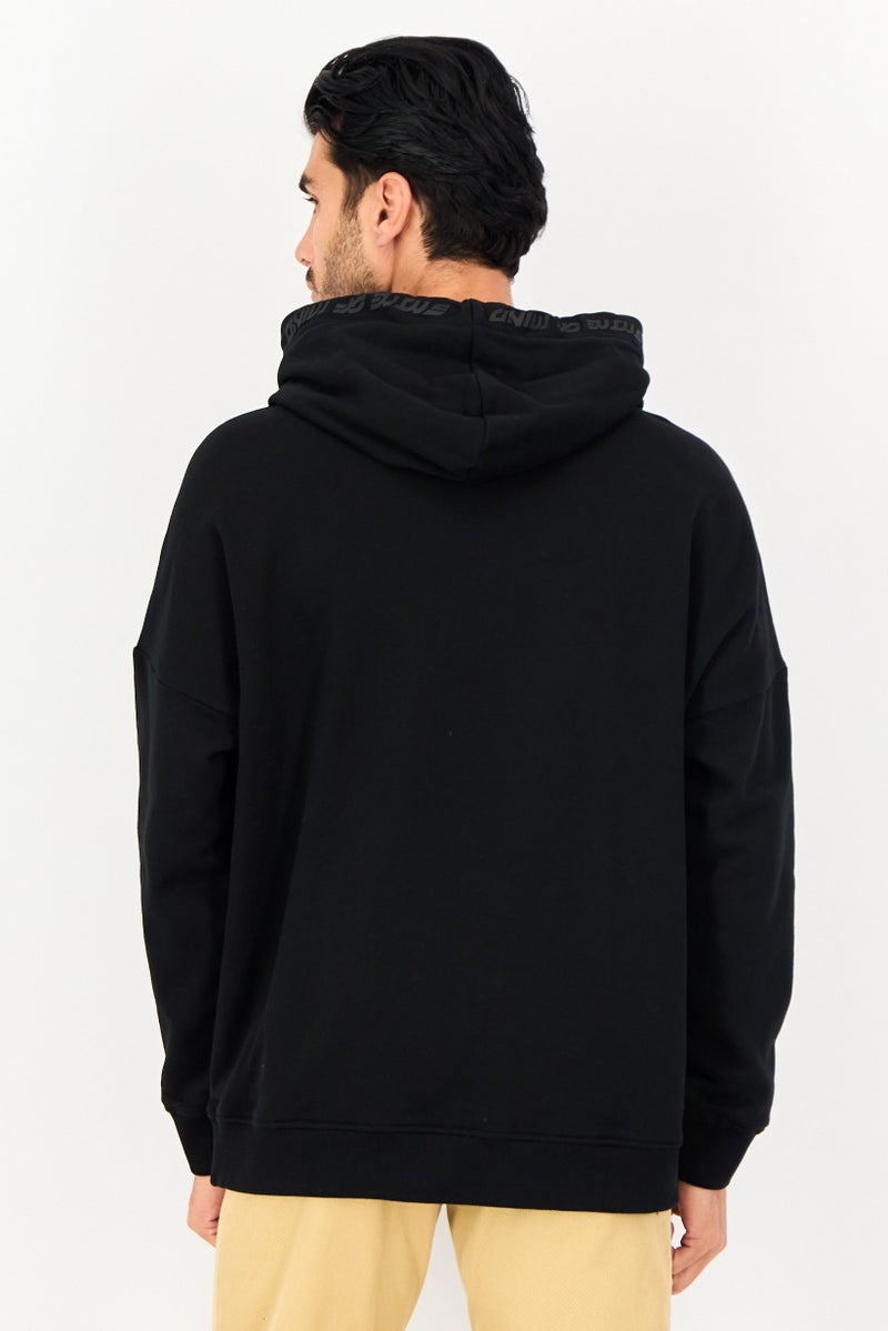 SELECTED Men Plain Long Sleeve Hoodies, Black - Image 3