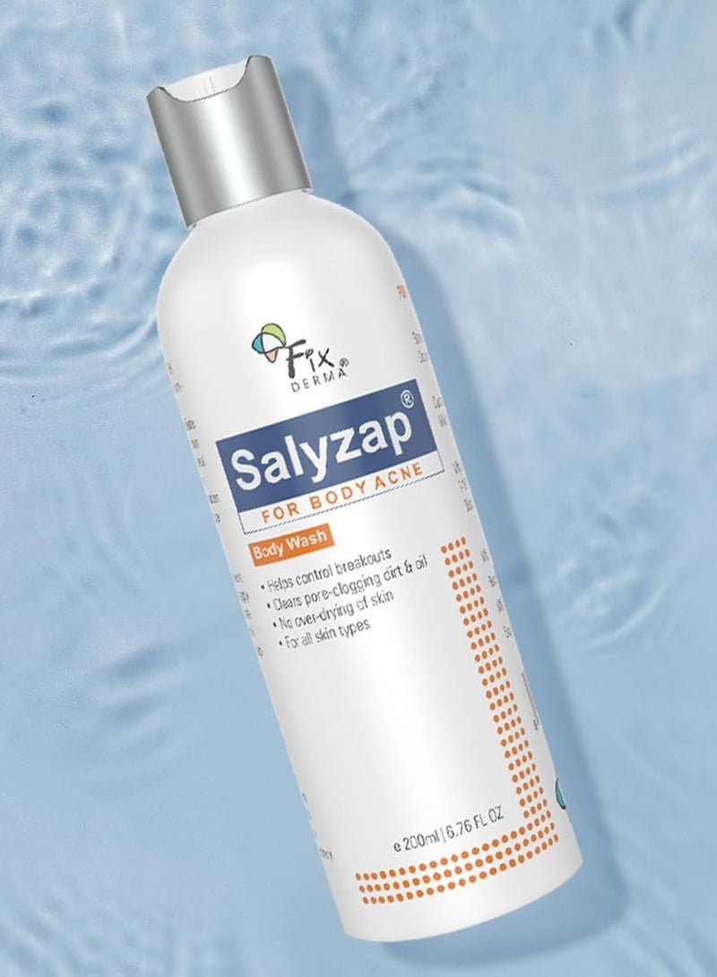 FIXDERMA Salyzap 2% Salicylic Acid Body Wash For Acne,Non Foaming Body Wash,Exfoliant,Acne On Back,Upper Arms- 200ml - Image 2