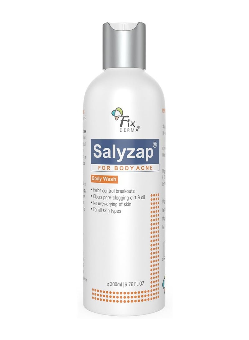 FIXDERMA Salyzap 2% Salicylic Acid Body Wash For Acne,Non Foaming Body Wash,Exfoliant,Acne On Back,Upper Arms- 200ml - Image 1