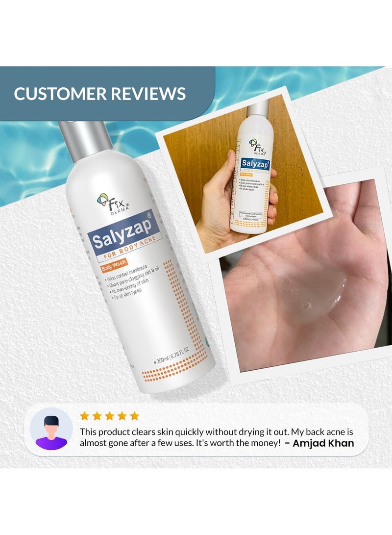 FIXDERMA Salyzap 2% Salicylic Acid Body Wash For Acne,Non Foaming Body Wash,Exfoliant,Acne On Back,Upper Arms- 200ml - Image 4