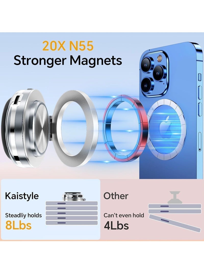 JAJEEK Magnetic Vacuum Suction Car Phone Holder Mount C1 – 360° Rotating, Universal Phone Holder for All Smooth Surfaces, Strong Magnetic Grip, Secure and Stable, Easy Installation, Ideal for Car Dashboard, Windshield, and More (Silver) - Image 1