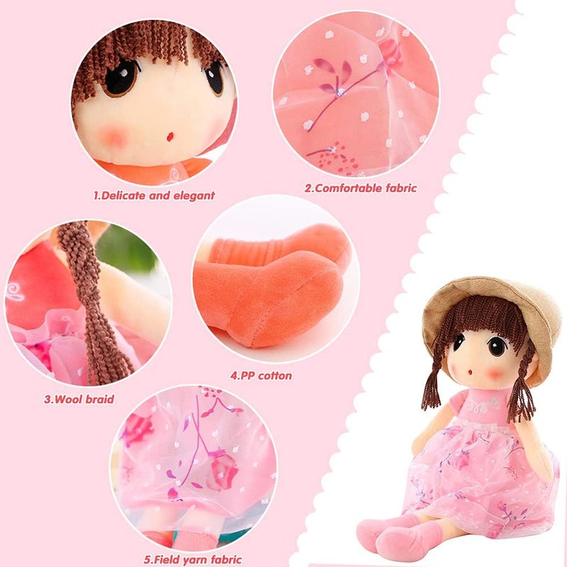 Katutude Soft Rag Doll Stuffed Baby Toys - Plush Doll with Dress & Hat, Girls Fluffy Rag Doll Lovely Princess Companion Toys Stuffed Baby Doll Christmas Birthday Gift, 45cm - Image 1