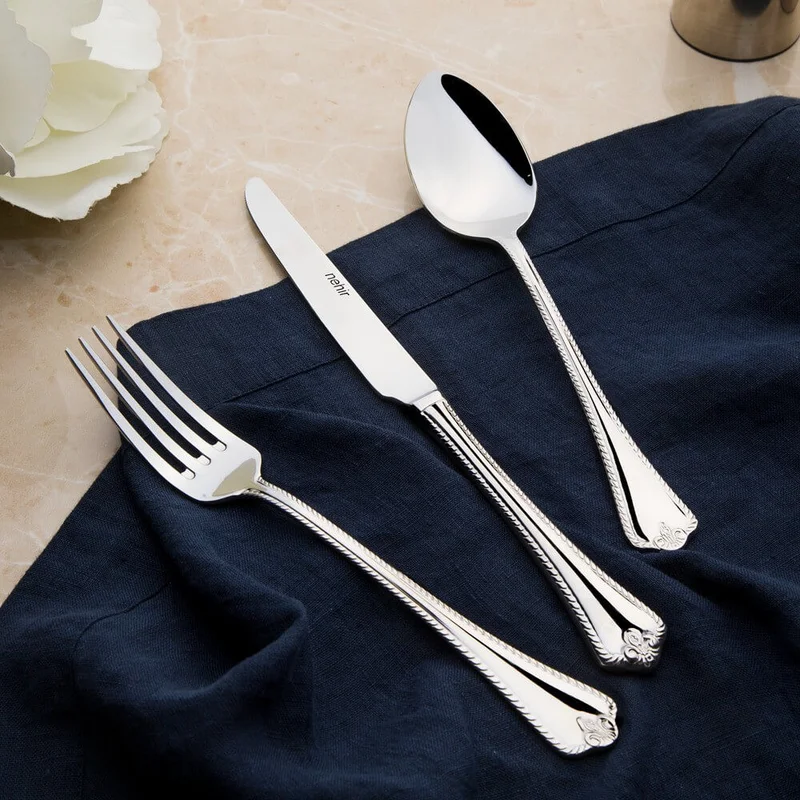 نهير Nehir Fulya Plain 89 Piece Cutlery Set with Leather Box