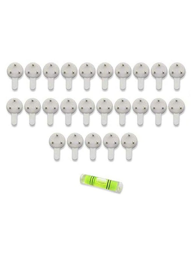 شارع الفن مجموعة من 25 مسمارًا أبيضًا من البلاستيك الصلب من Art Street بثلاثة دبابيس بدون درزات مع مستويين لإطارات الصور وخطافات إطارات الصور على الحائط - متعدد الألوان - Image 1