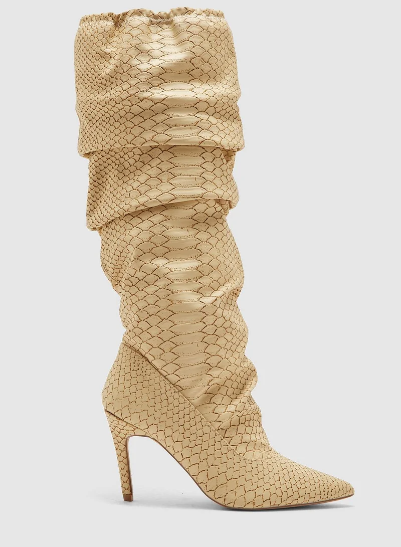 Missguided Rouched Elasticated Boot - Snake