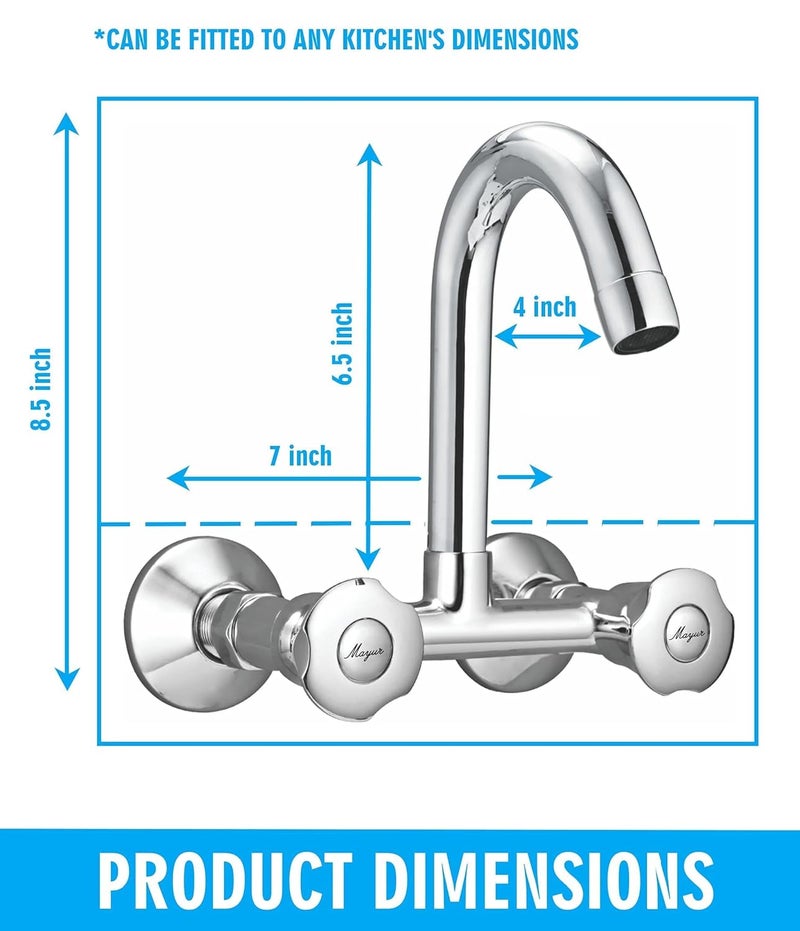 MAYUR CICH Brass Kitchen Sink Mixer Tap with 360 Degree Swivel Spout Chrome Finish for Hot and Cold Water SLEEK74 - Image 2
